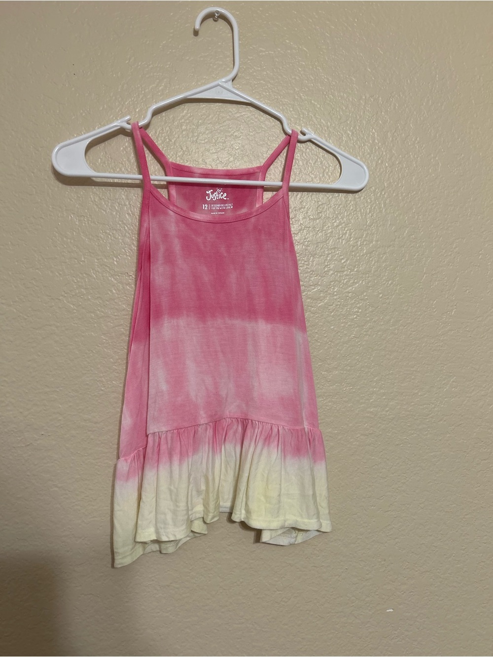 Justice Girls pink Tie Dye Tank Top Shirt size 12